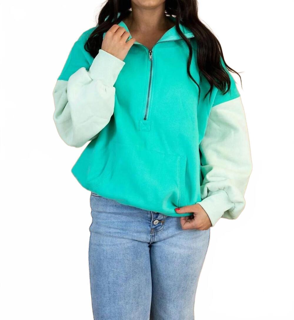 NEW BIBI bridget fleece hoodie in jade multi